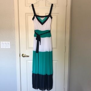 Banana Republic Black, White, and Teal Maxi Dress